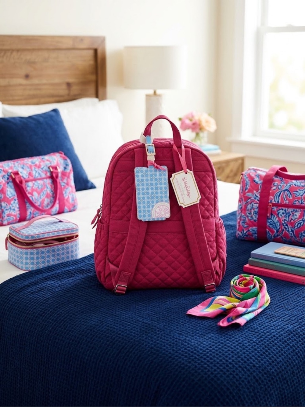 Lilly Pulitzer Blue and Pink Pattern Luggage Tag nwt